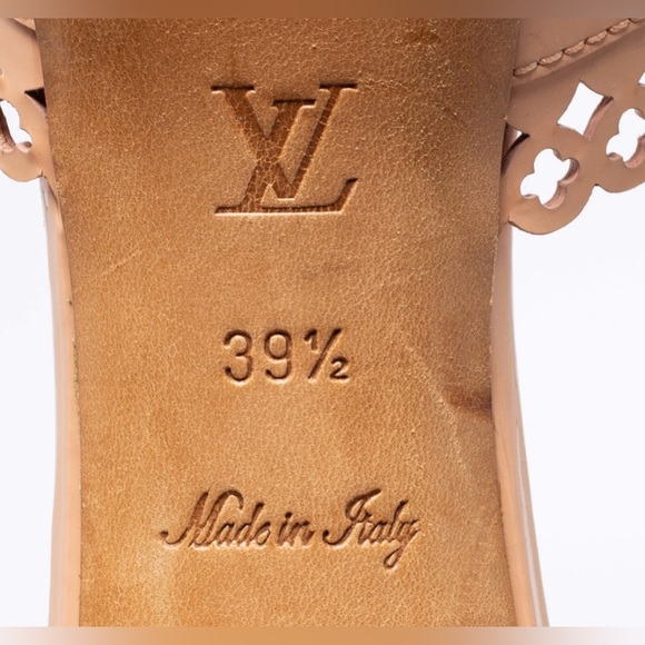 LOUIS VUITTON-Classy Monogram Peachy Pink Leather Heels EU 39.5 (US Size 9.5) - Picture 7 of 9
